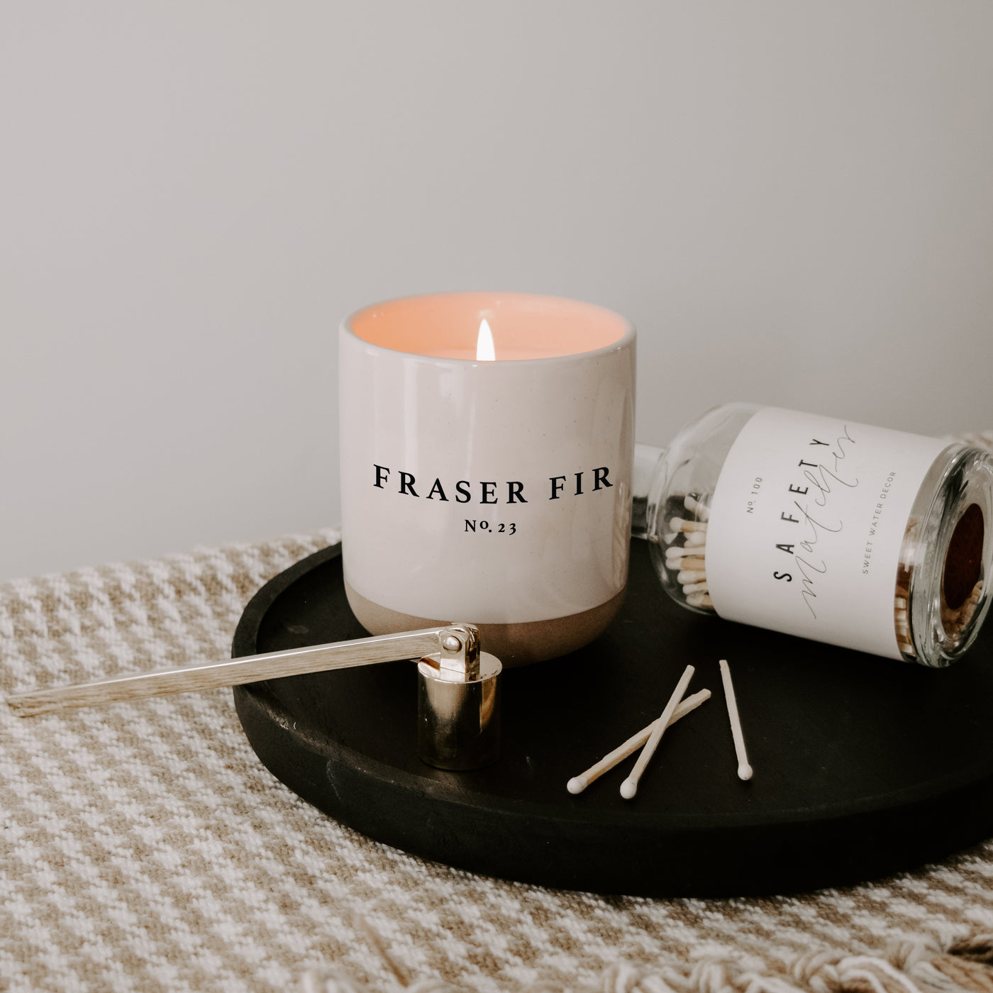 Fraser Fir Soy Candle - Cream Stoneware Jar - 12 oz