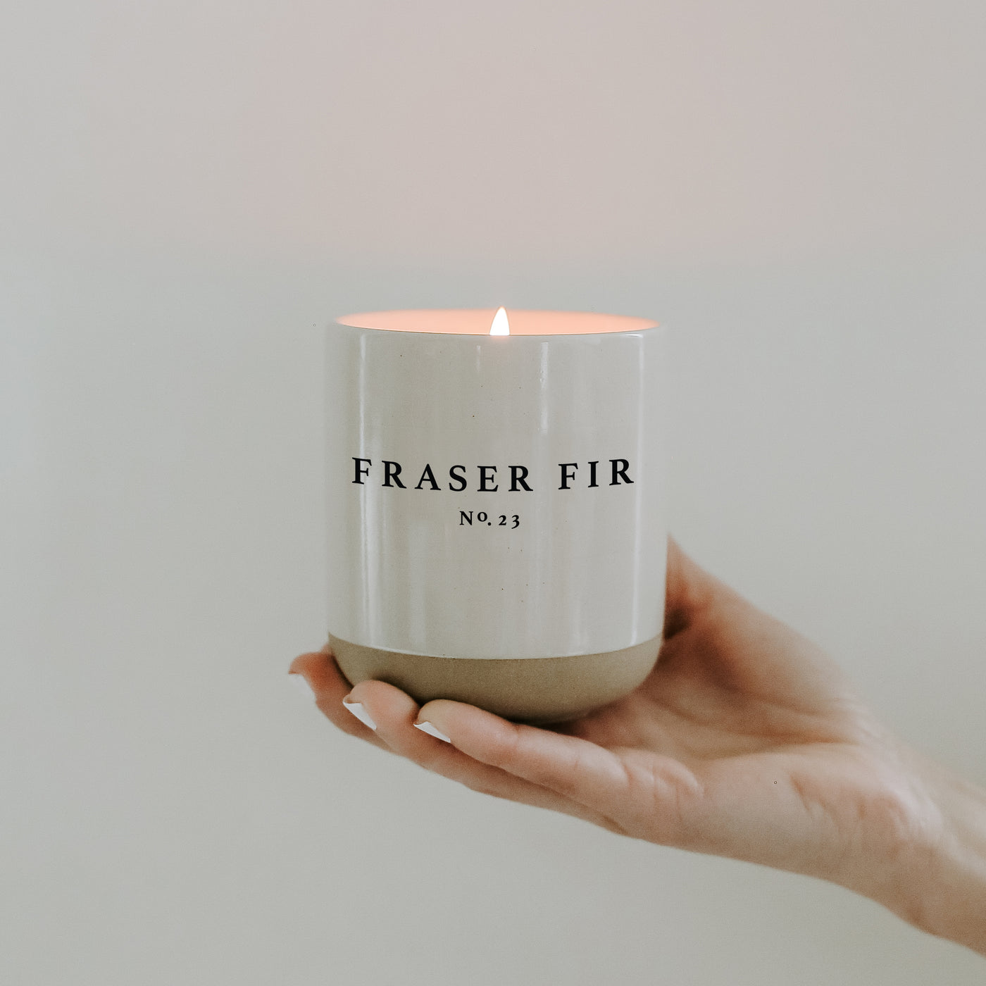 Fraser Fir Soy Candle - Cream Stoneware Jar - 12 oz