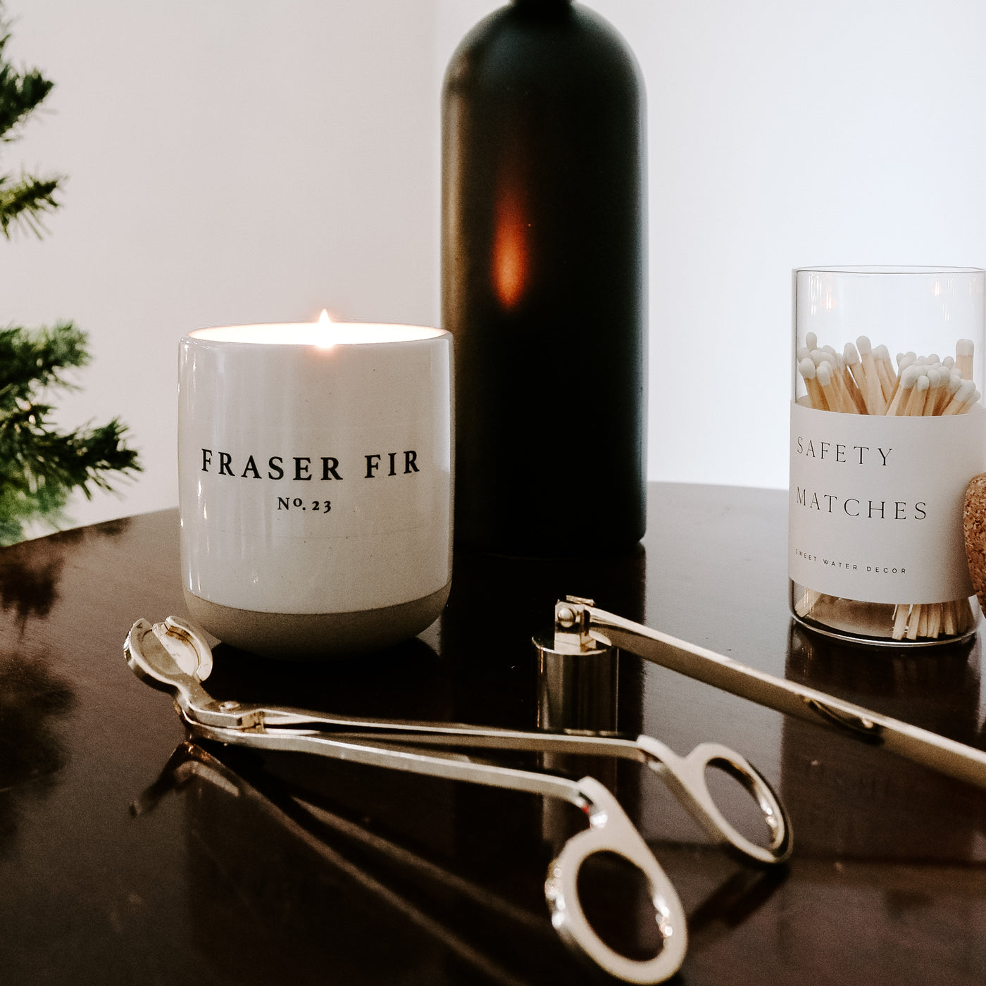 Fraser Fir Soy Candle - Cream Stoneware Jar - 12 oz