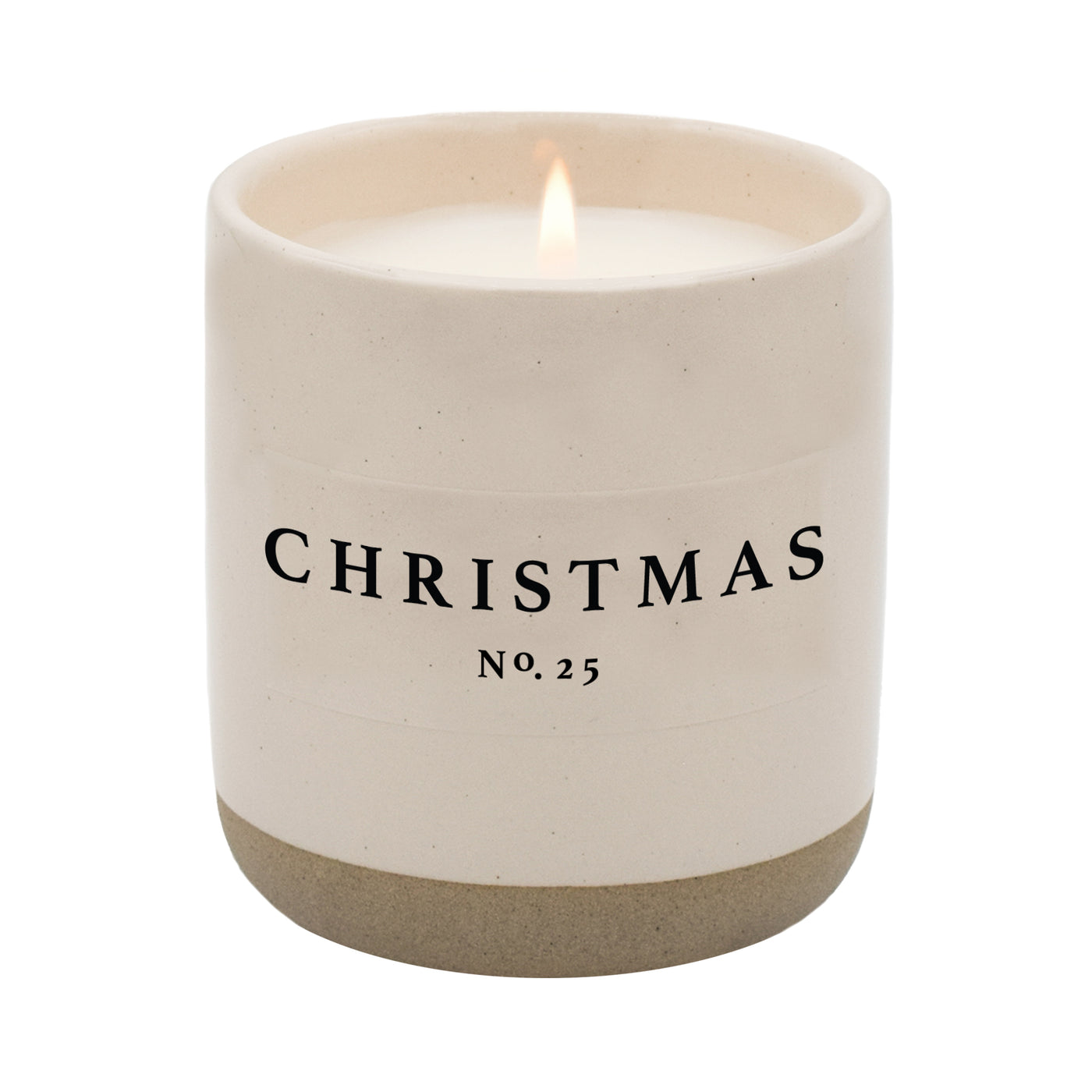 Christmas Soy Candle - Cream Stoneware Jar - 12 oz