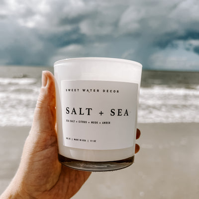 Salt and Sea Soy Candle - White Jar - 11 oz