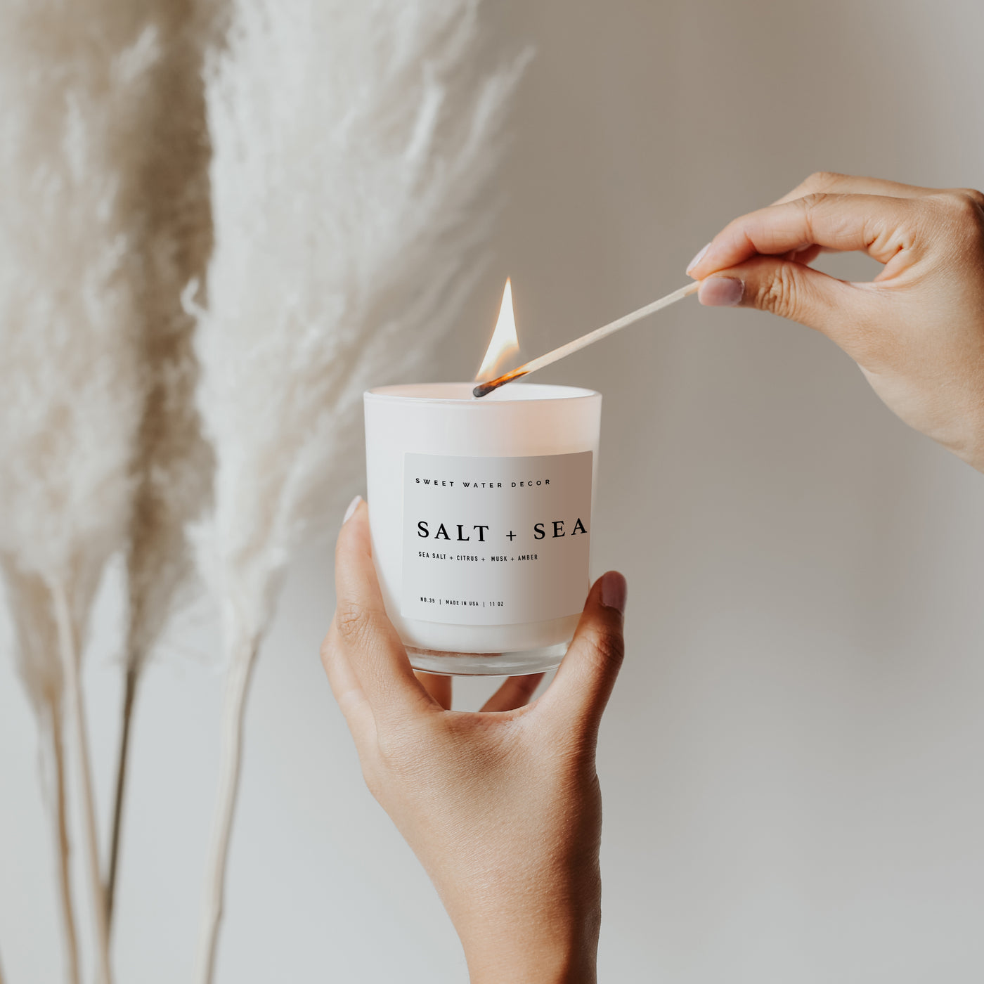 Salt and Sea Soy Candle - White Jar - 11 oz