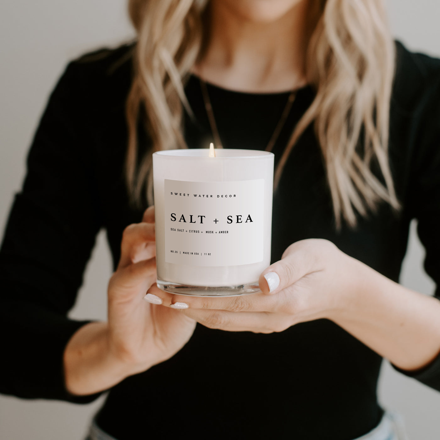 Salt and Sea Soy Candle - White Jar - 11 oz