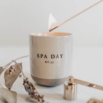 Spa Day Soy Candle - Cream Stoneware Jar - 12 oz