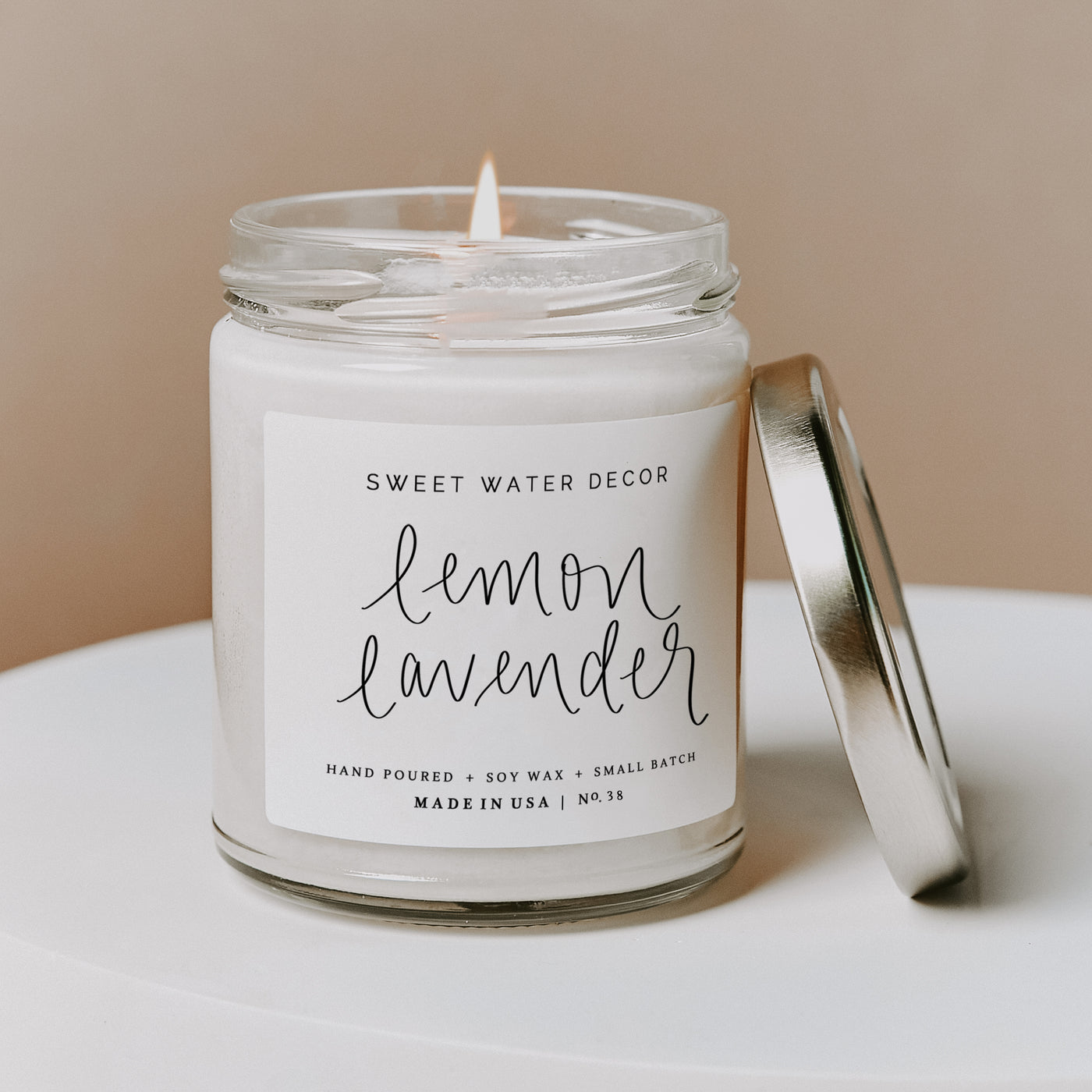 Lemon Lavender Soy Candle - Clear Jar - 9 oz