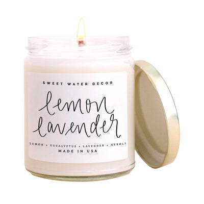 Lemon Lavender Soy Candle - Clear Jar - 9 oz