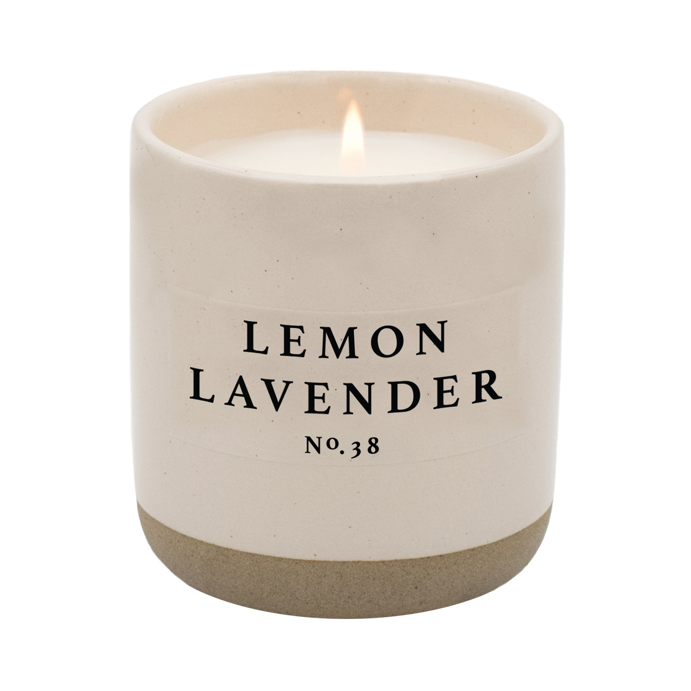 Lemon Lavender Soy Candle - Cream Stoneware Jar - 12 oz