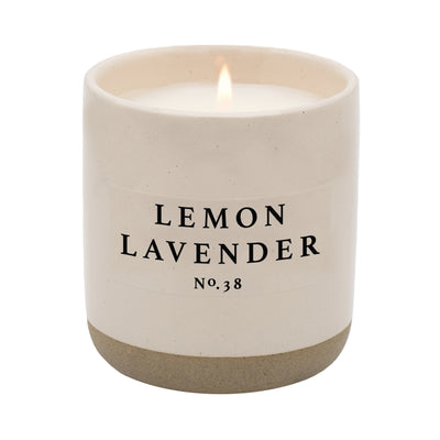 Lemon Lavender Soy Candle - Cream Stoneware Jar - 12 oz