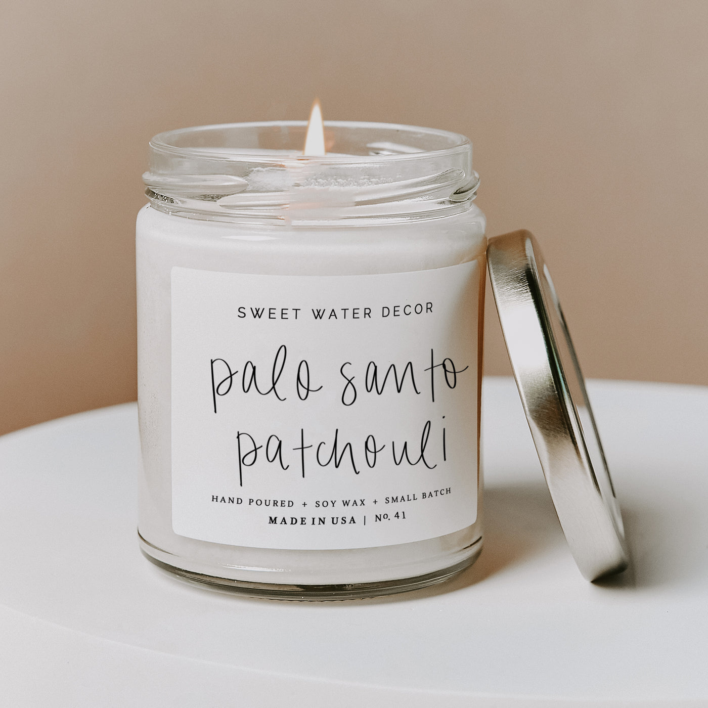 Palo Santo Patchouli Soy Candle - Clear Jar - 9 oz