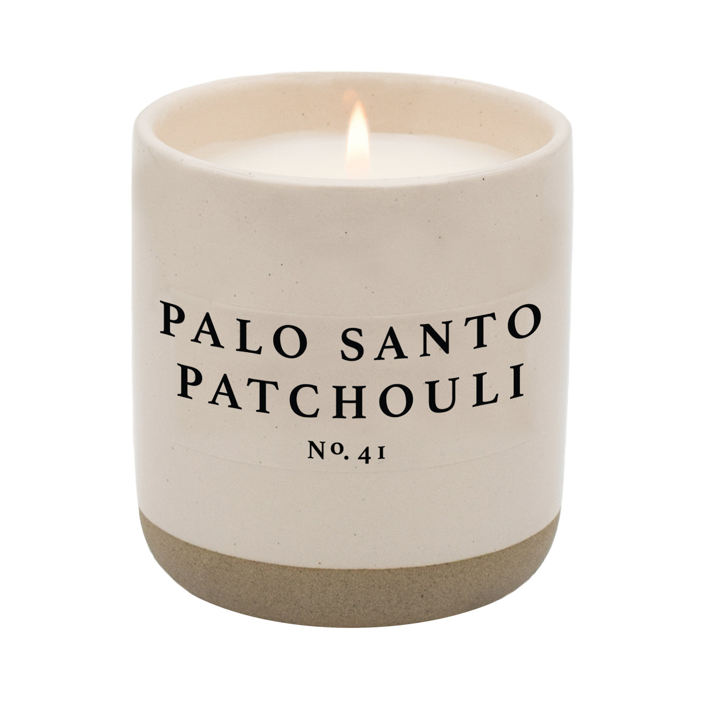 Palo Santo Patchouli Soy Candle - Cream Stoneware Jar - 12 oz