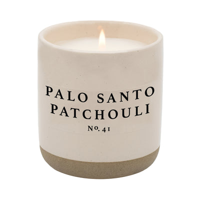 Palo Santo Patchouli Soy Candle - Cream Stoneware Jar - 12 oz