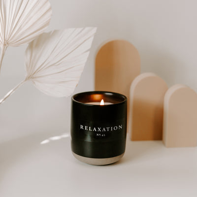 Relaxation Soy Candle - Black Stoneware Jar - 12 oz