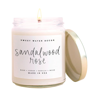 Sandalwood Rose Soy Candle - Clear Jar - 9 oz