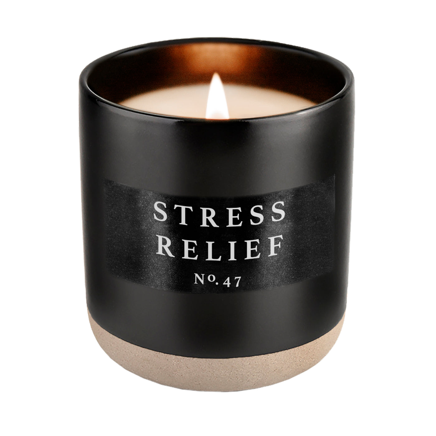 Stress Relief Soy Candle - Black Stoneware Jar - 12 oz