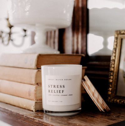 Stress Relief Soy Candle - White Jar - 11 oz