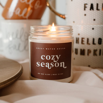 Cozy Season Soy Candle - Clear Jar - 9 oz