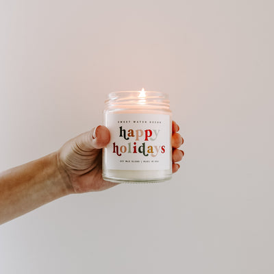 Happy Holidays Soy Candle - Clear Jar - 9 oz