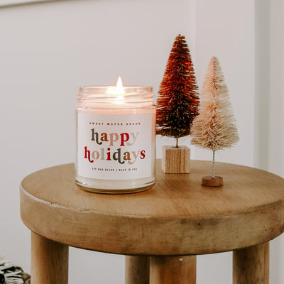 Happy Holidays Soy Candle - Clear Jar - 9 oz