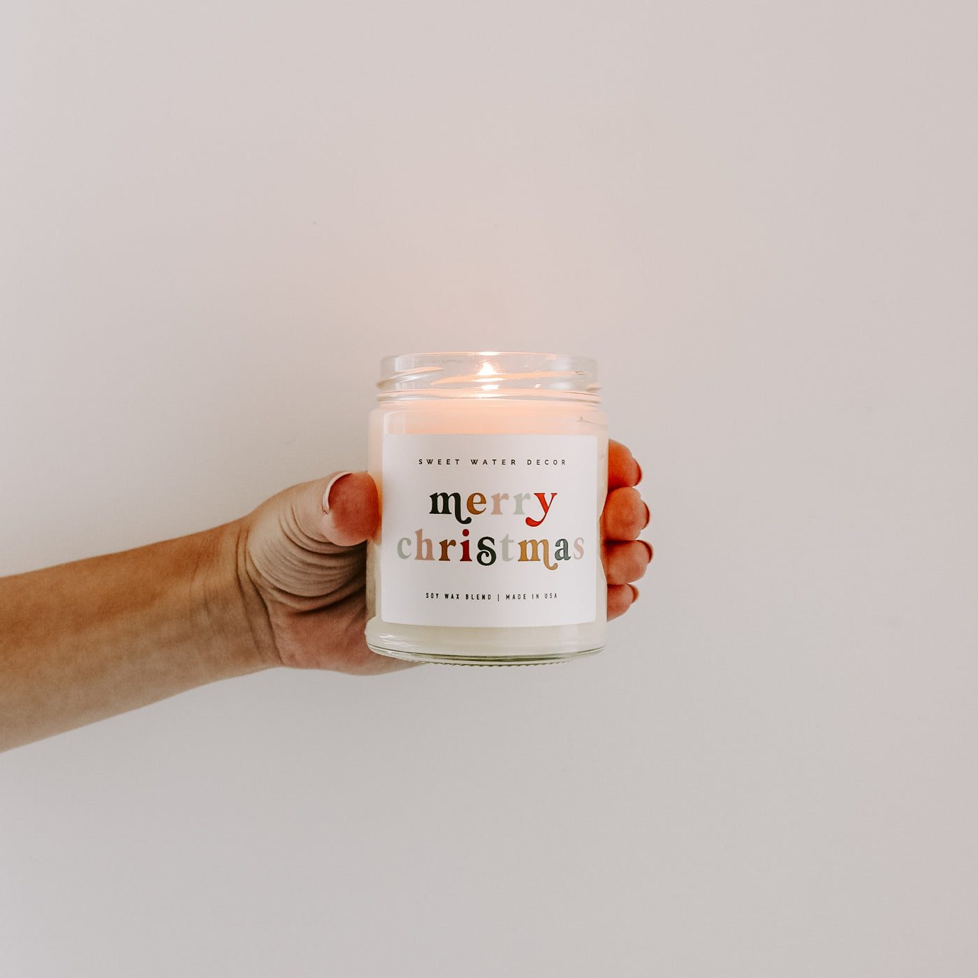 Merry Christmas Soy Candle - Clear Jar - 9 oz