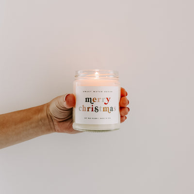 Merry Christmas Soy Candle - Clear Jar - 9 oz