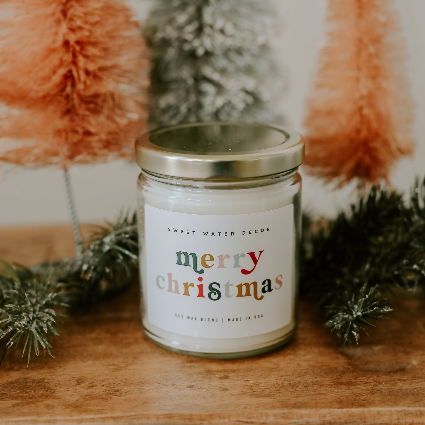 Merry Christmas Soy Candle - Clear Jar - 9 oz