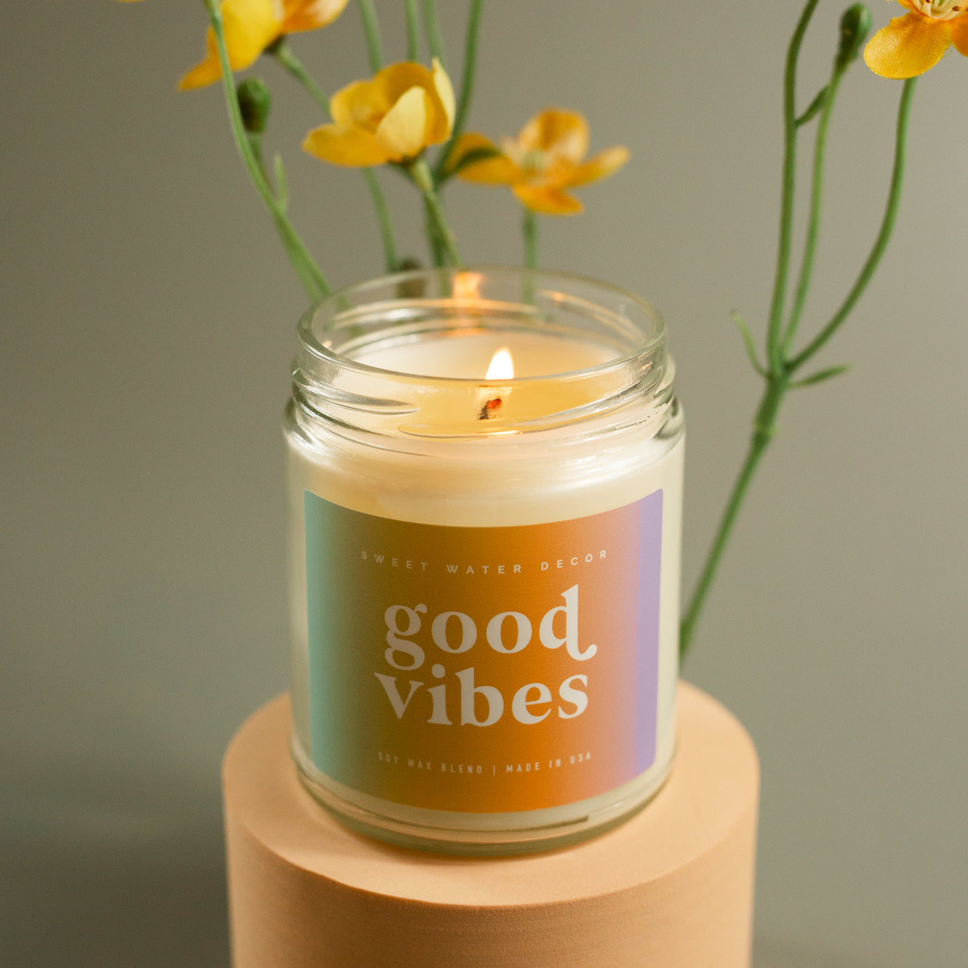 Good Vibes Soy Candle - Clear Jar - 9 oz