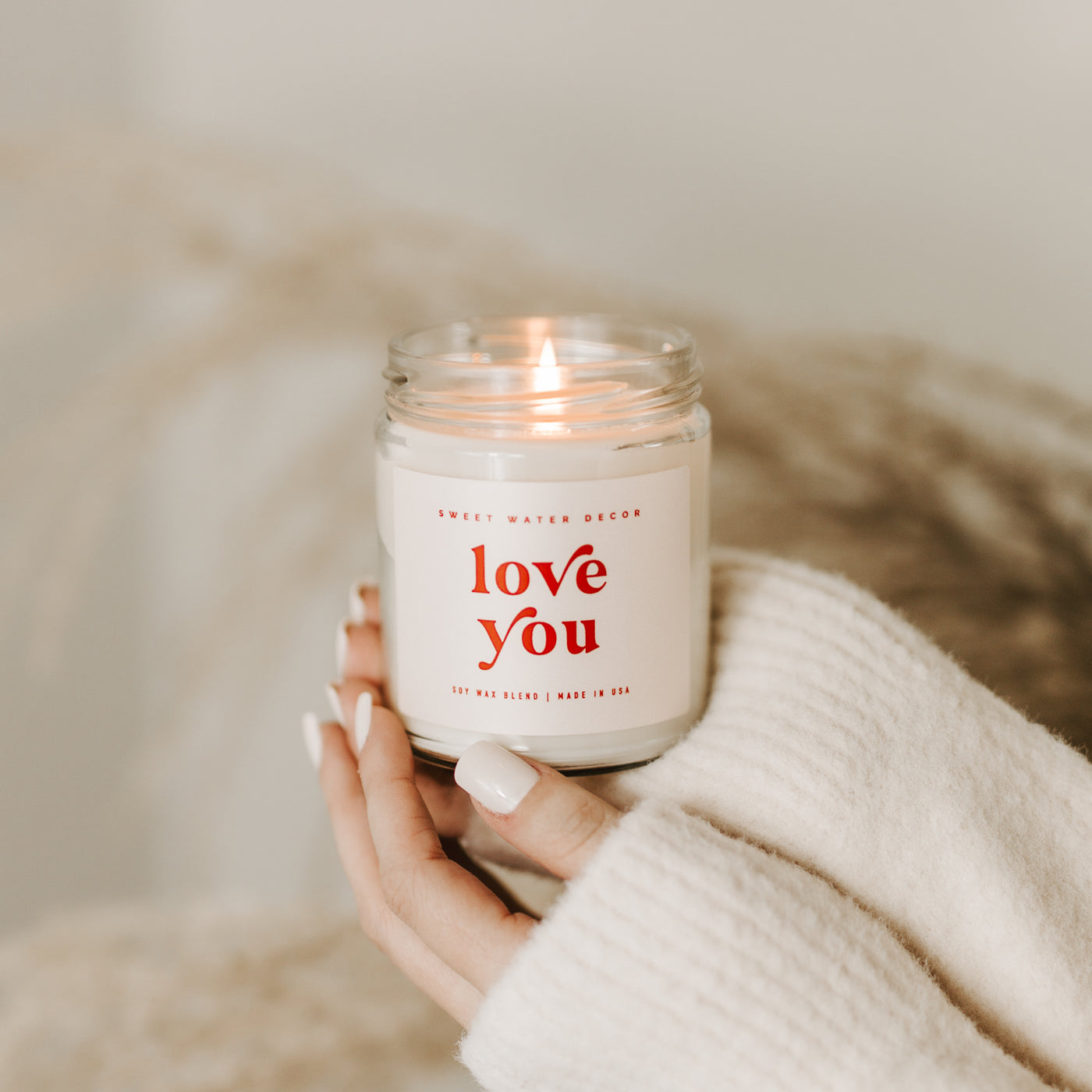 Love You Soy Candle - Clear Jar - 9 oz