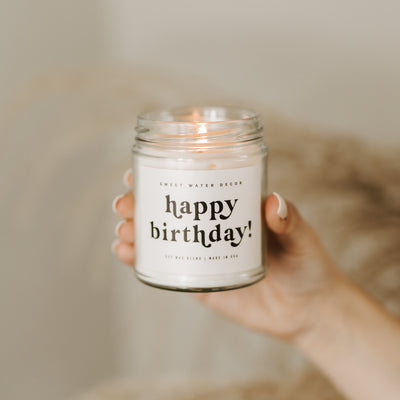 Happy Birthday Soy Candle - Clear Jar - 9 oz