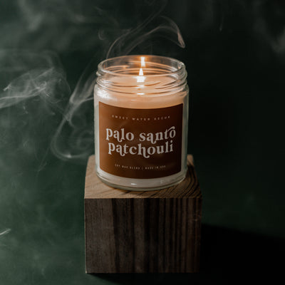 Palo Santo Patchouli Soy Candle - Clear Jar - 9 oz