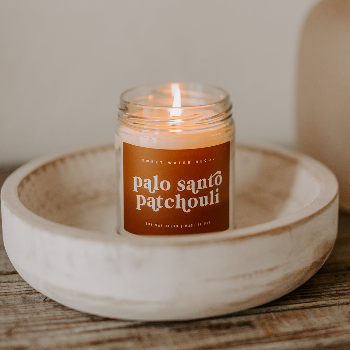 Palo Santo Patchouli Soy Candle - Clear Jar - 9 oz