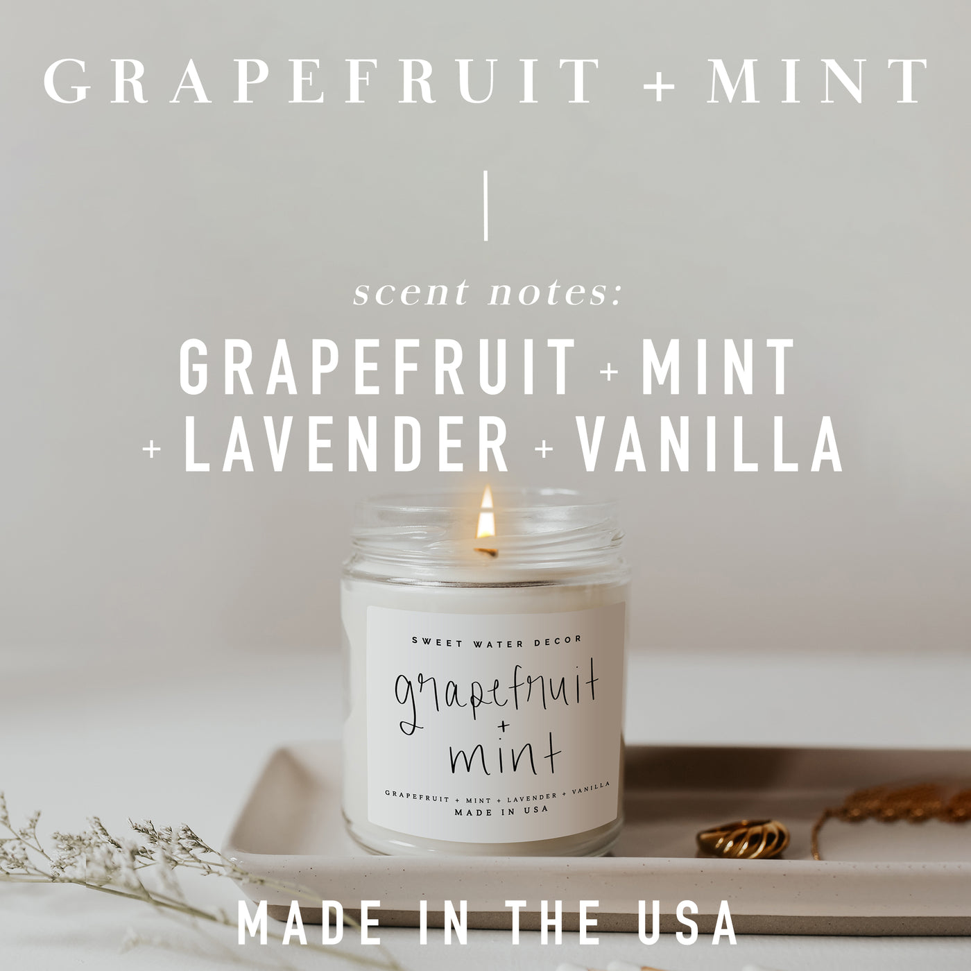 Grapefruit and Mint Soy Candle - Clear Jar - 9 oz