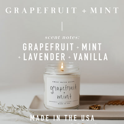 Grapefruit and Mint Soy Candle - Cream Stoneware Jar - 12 oz