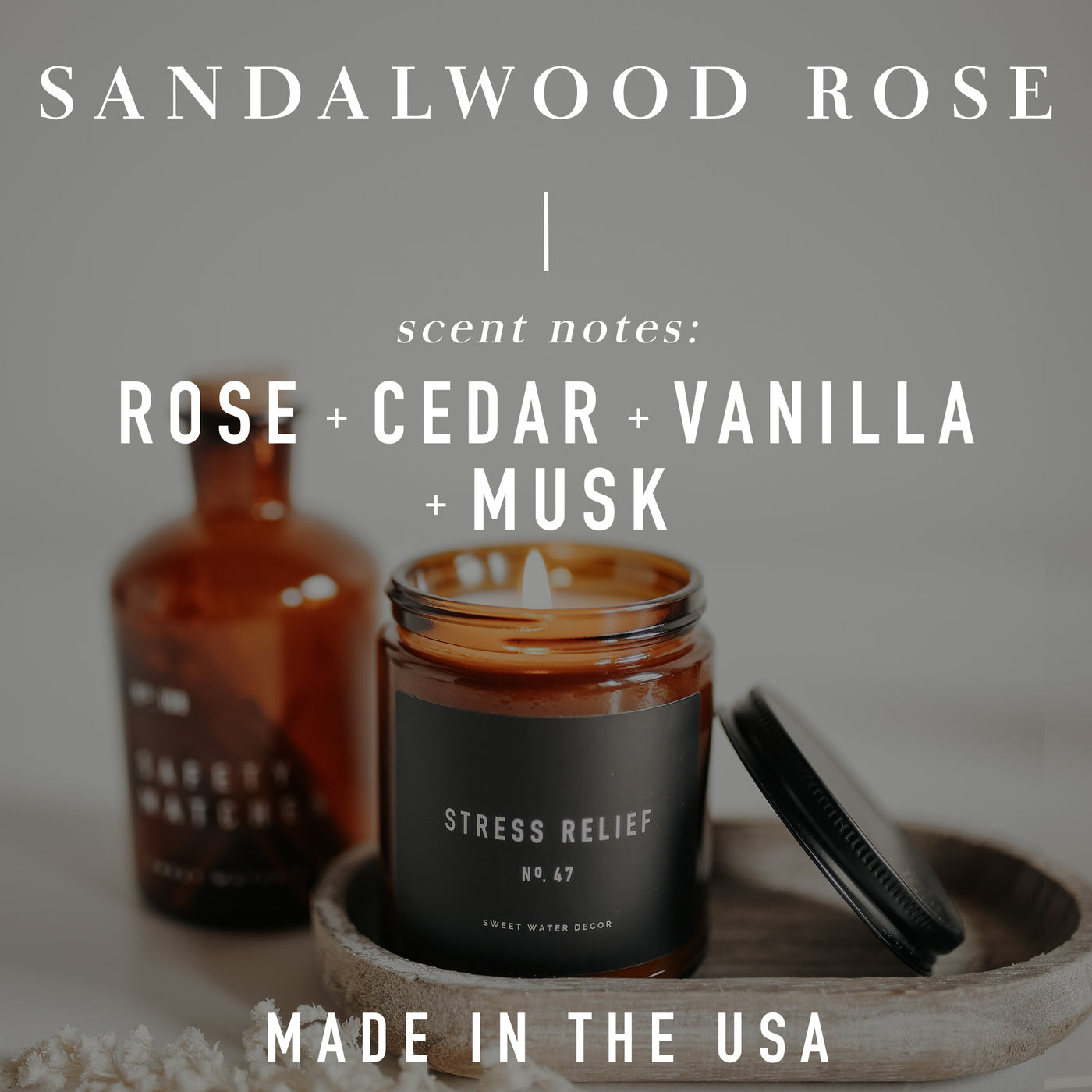 Sandalwood Rose Soy Candle - Clear Jar - 9 oz