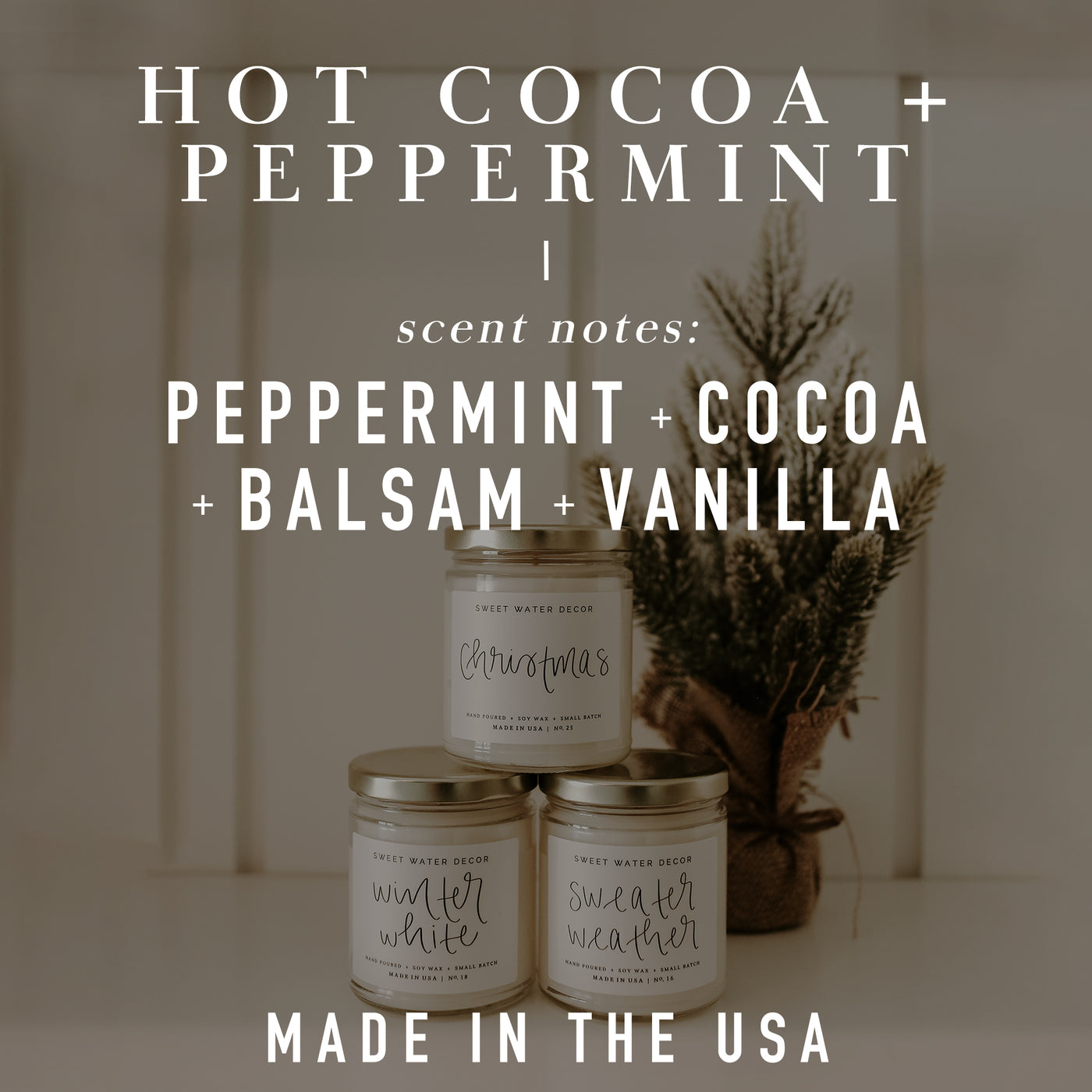 Hot Cocoa and Peppermint Soy Candle - Clear Jar - 9 oz