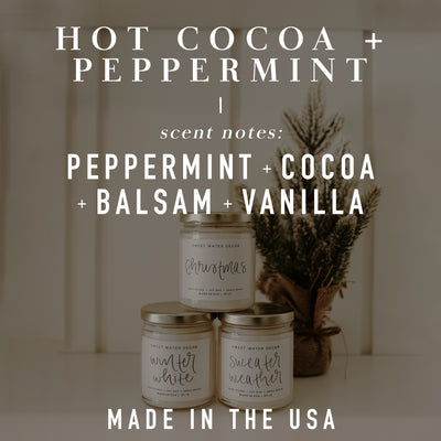 Hot Cocoa and Peppermint Soy Candle - Amber Jar - 9 oz